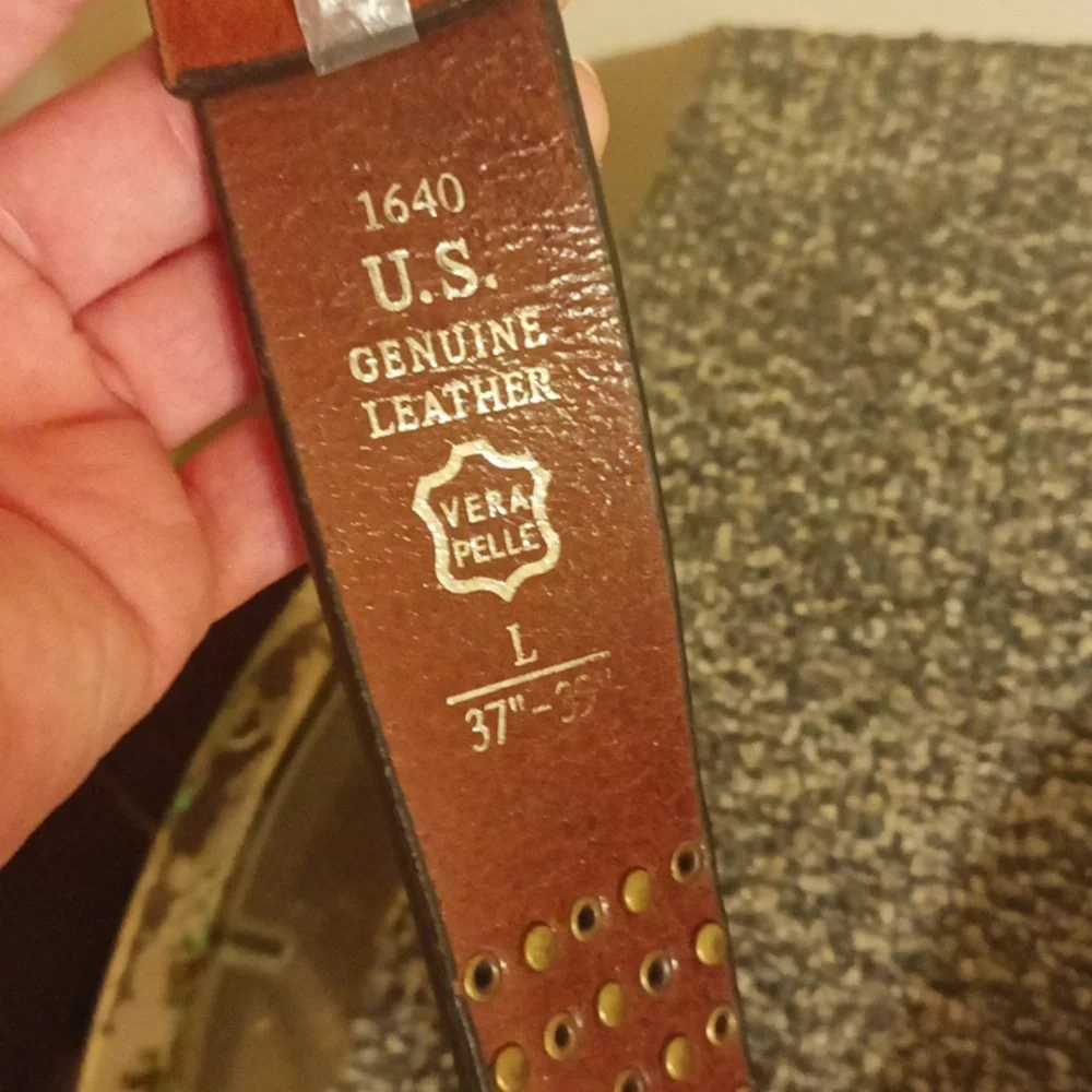 Women's western brown leather bling studded cross belt size L
